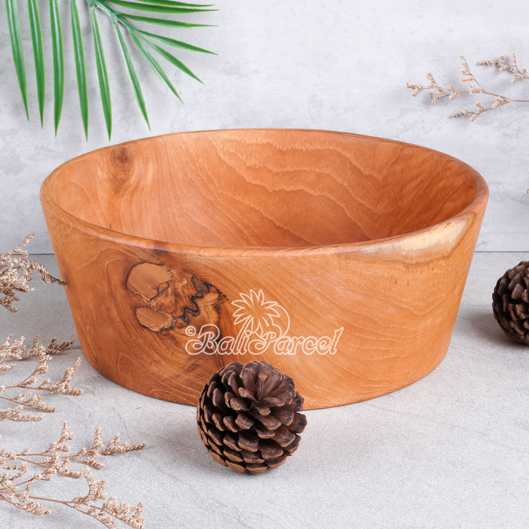 Wooden Bowl, Hand Made From Teak Wood, Finishing With Olive Oil.
