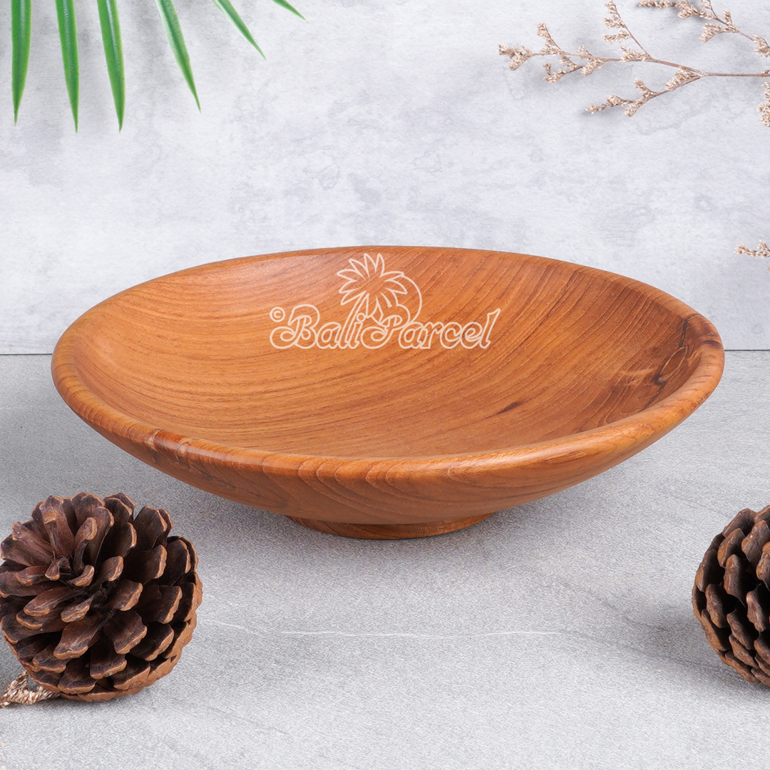 Wooden Bowl, Hand Made From Teak Wood, Finishing With Olive Oil.