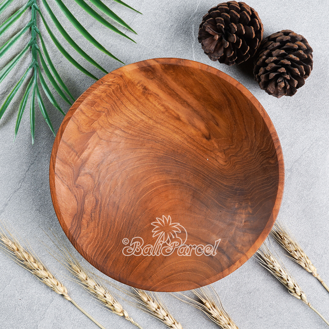 Wooden Bowl, Hand Made From Teak Wood, Finishing With Olive Oil.