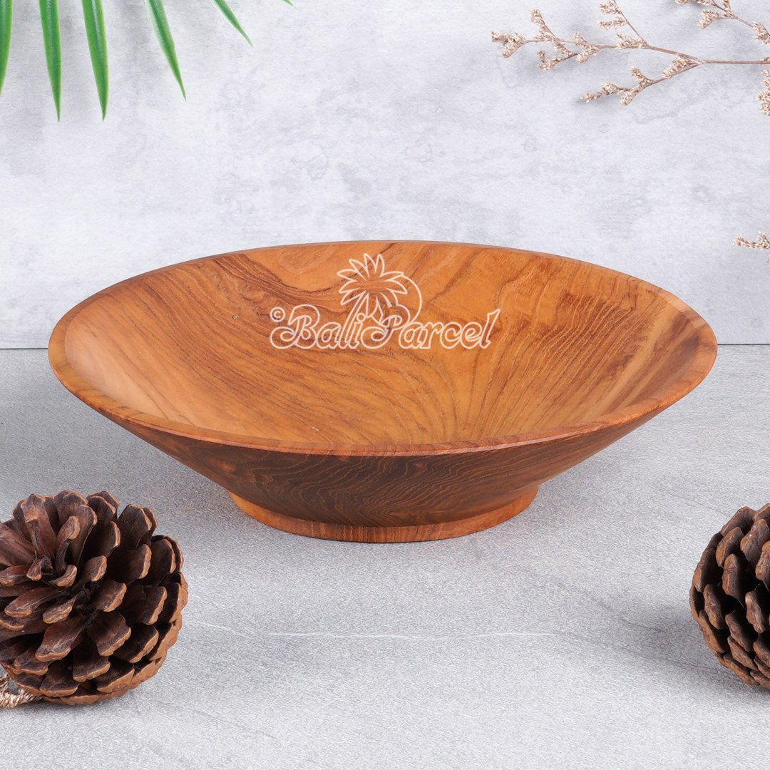 Wooden Bowl, Hand Made From Teak Wood, Finishing With Olive Oil.