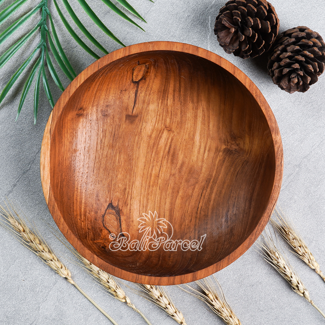 Wooden Bowl, Hand Made From Teak Wood, Finishing With Olive Oil.
