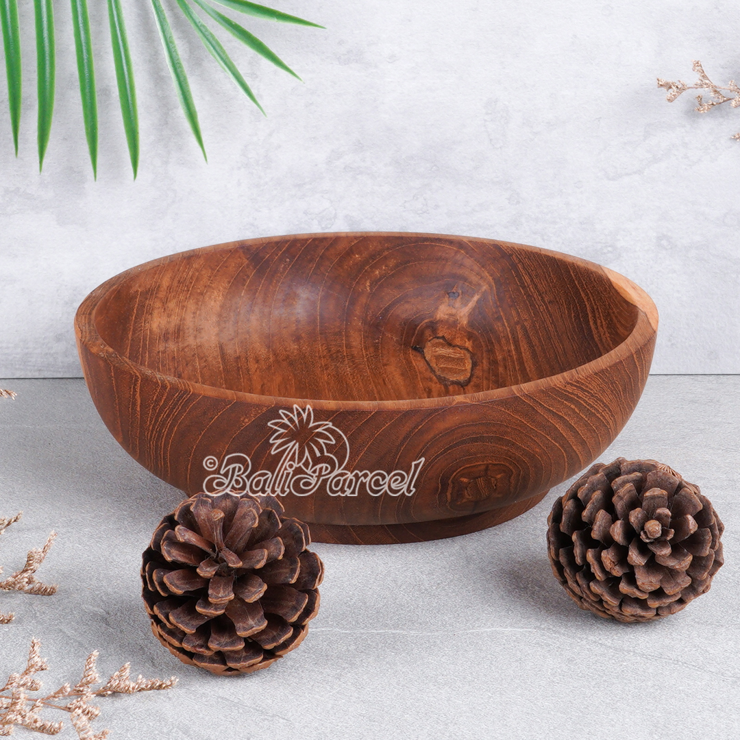 Wooden Bowl, Hand Made From Teak Wood, Finishing With Olive Oil.
