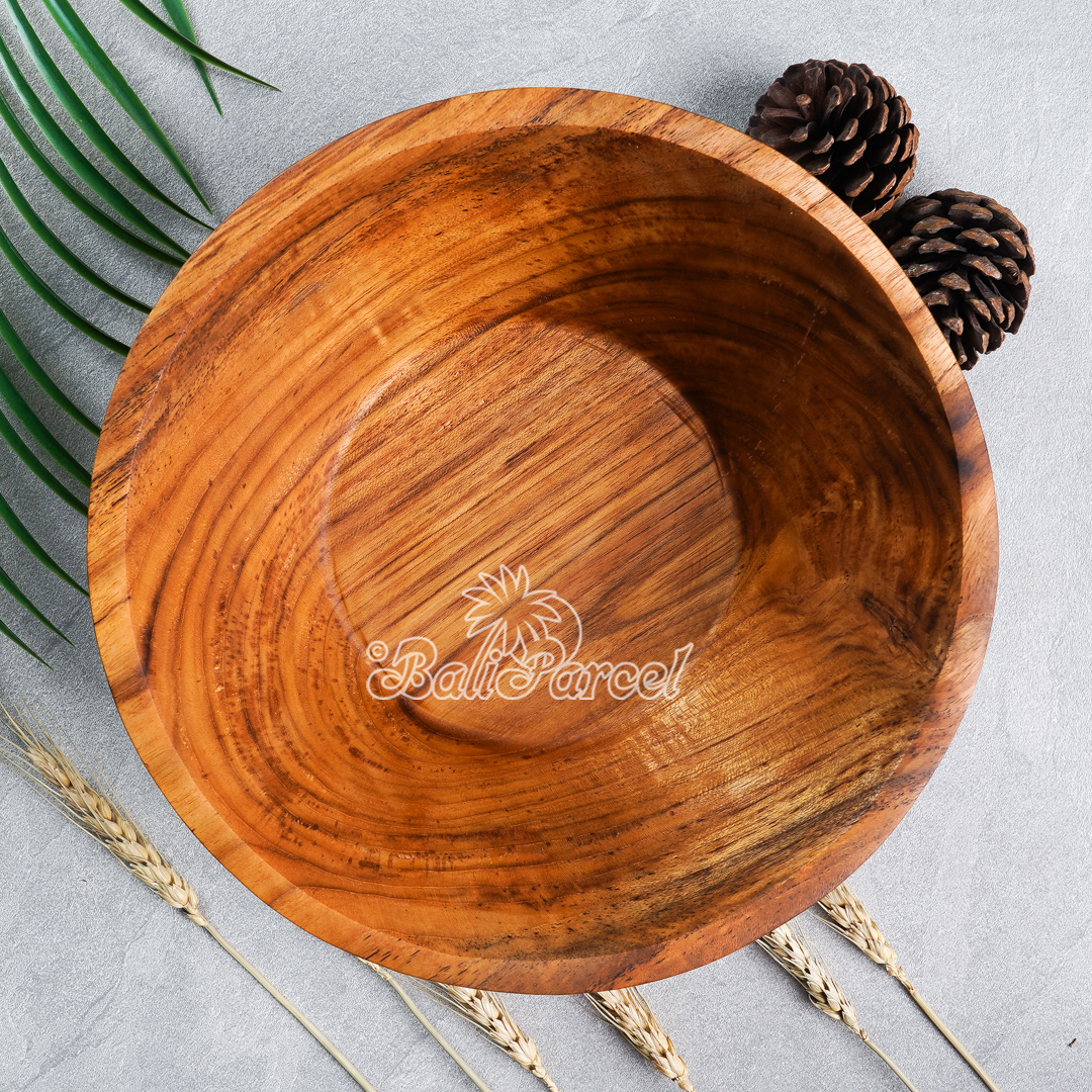 Wooden Bowl, Hand Made From Teak Wood, Finishing With Olive Oil.