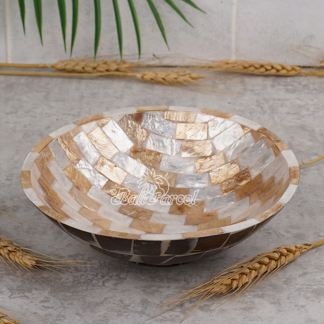 Bowl, Handmade From Resin Inlaid With Shell