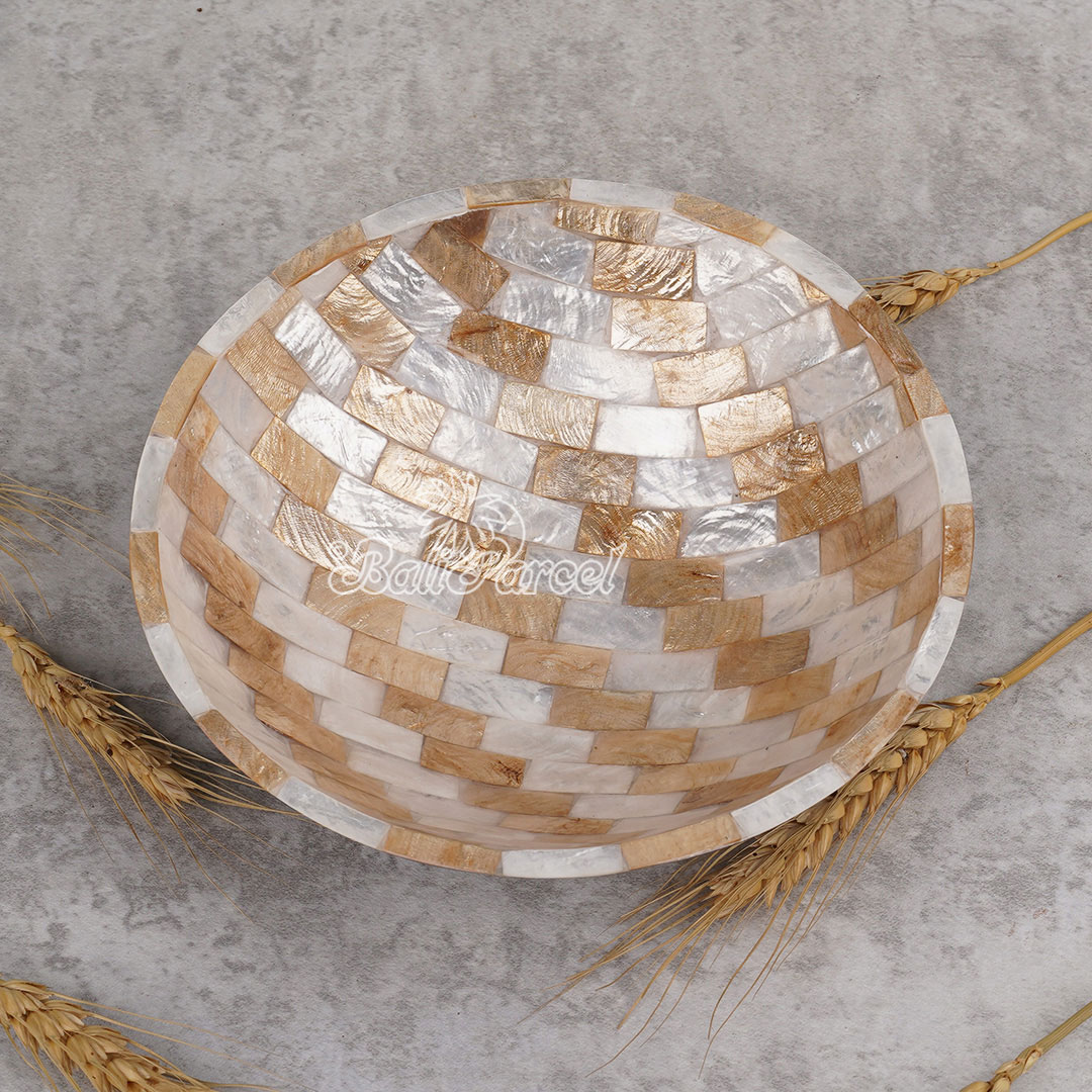 Bowl, Handmade From Resin Inlaid With Shell
