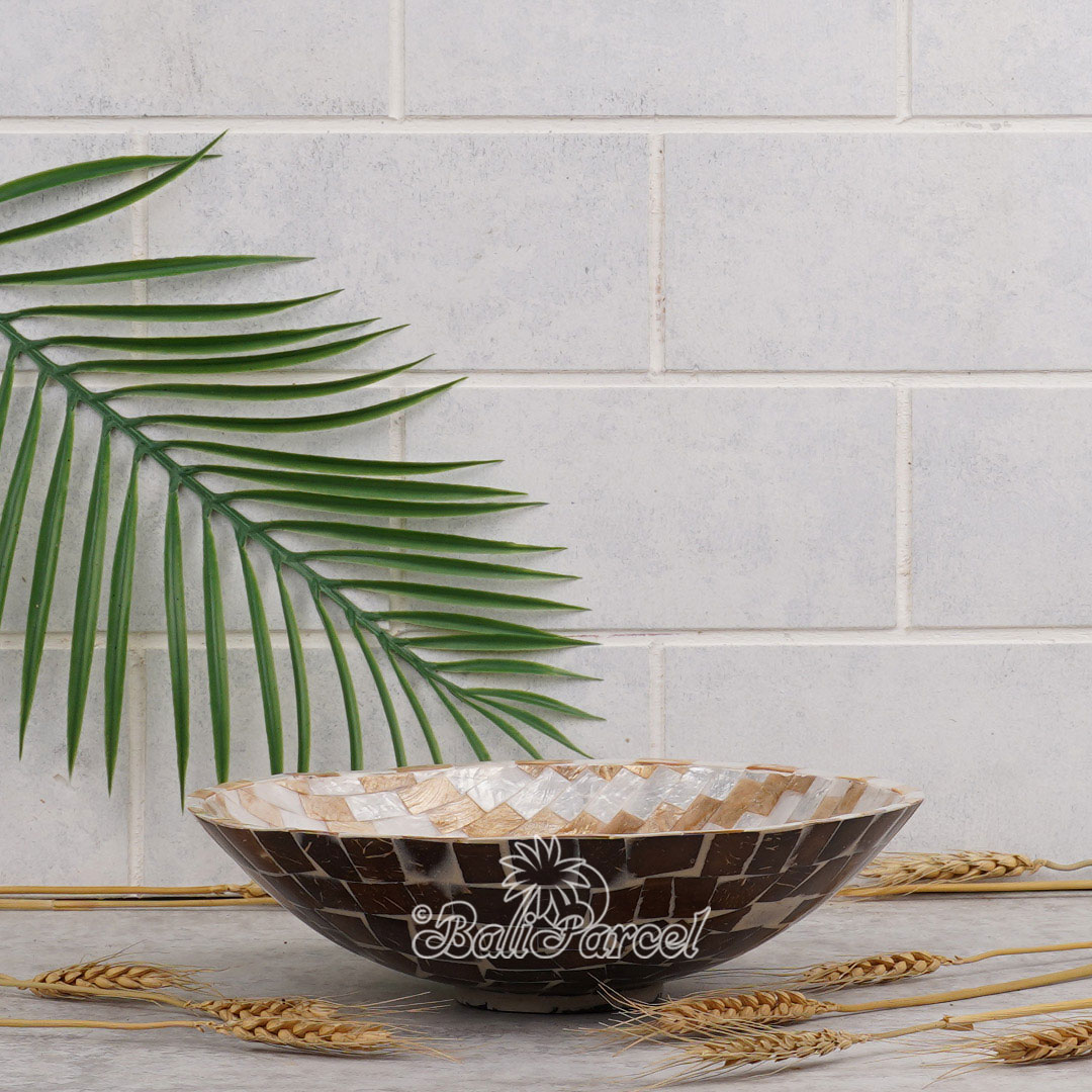 Bowl, Handmade From Resin Inlaid With Shell