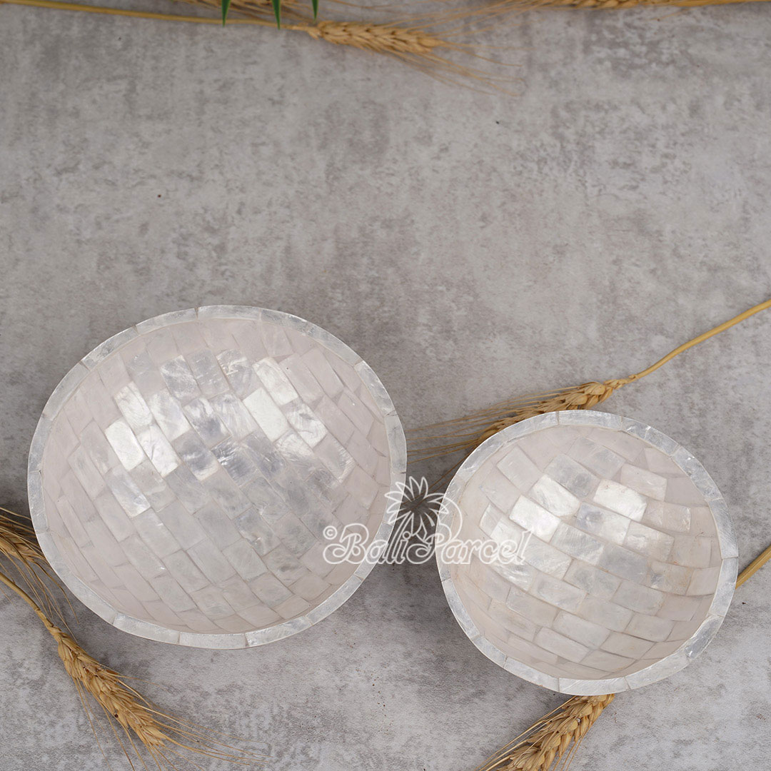 Bowl, Handmade From Resin Inlaid With Shell