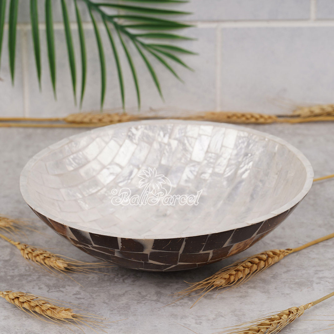 Bowl, Handmade From Resin Inlaid With Shell