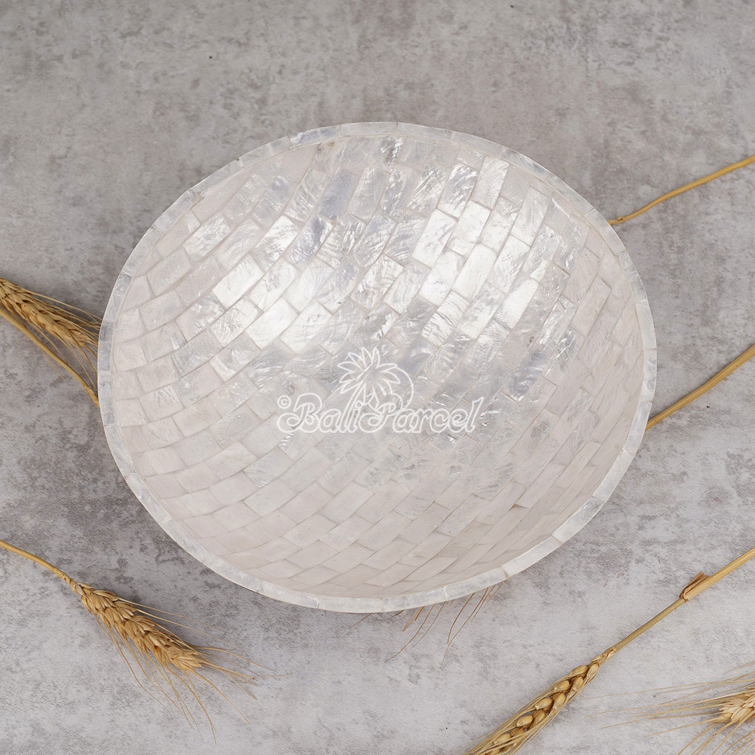Bowl, Handmade From Resin Inlaid With Shell
