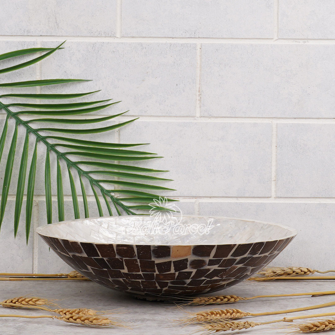 Bowl, Handmade From Resin Inlaid With Shell