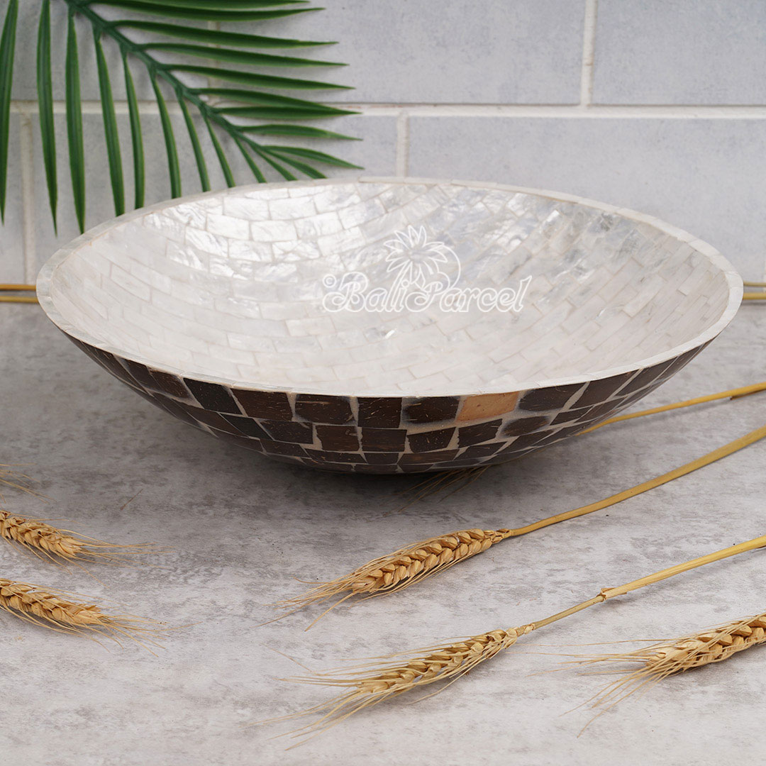 Bowl, Handmade From Resin Inlaid With Shell