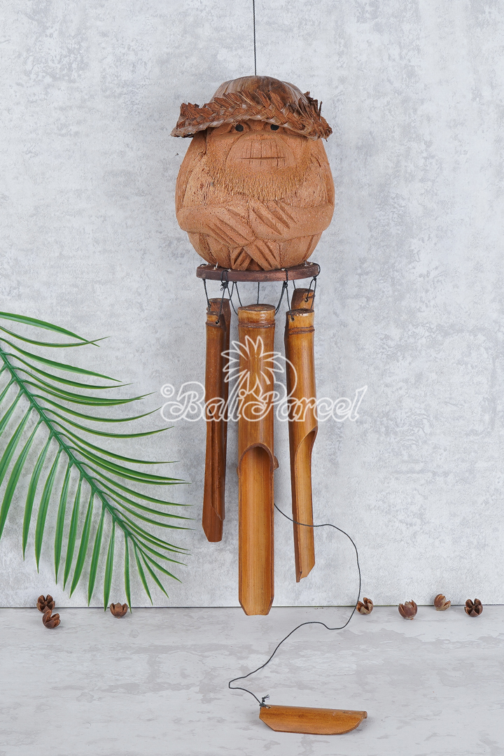 Bamboo Windchime With Coconut, Painted Bamboo.