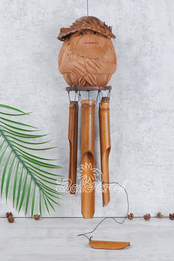 Bamboo Windchime With Coconut, Painted Bamboo.