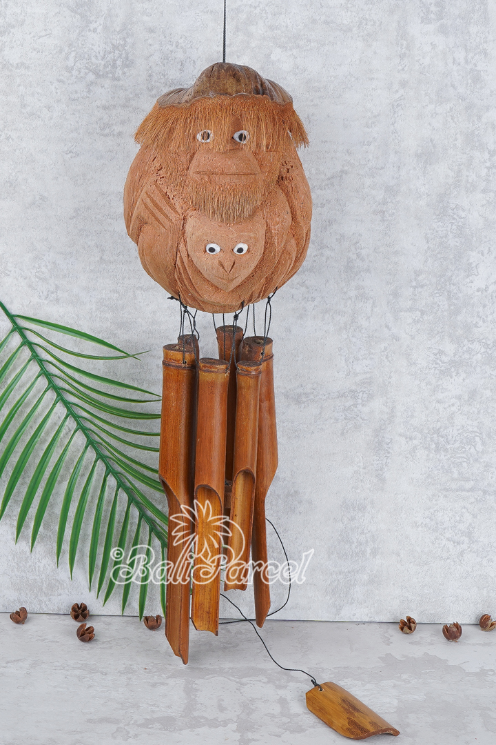 Bamboo Windchime With Coconut, Painted Bamboo.