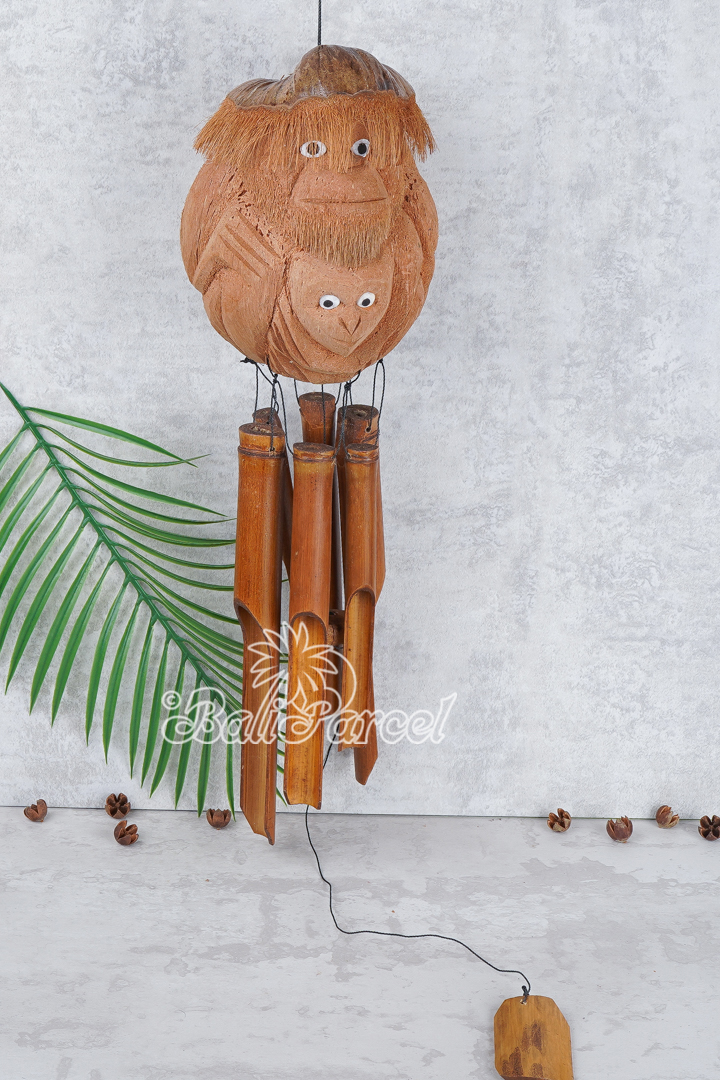 Bamboo Windchime With Coconut, Painted Bamboo.