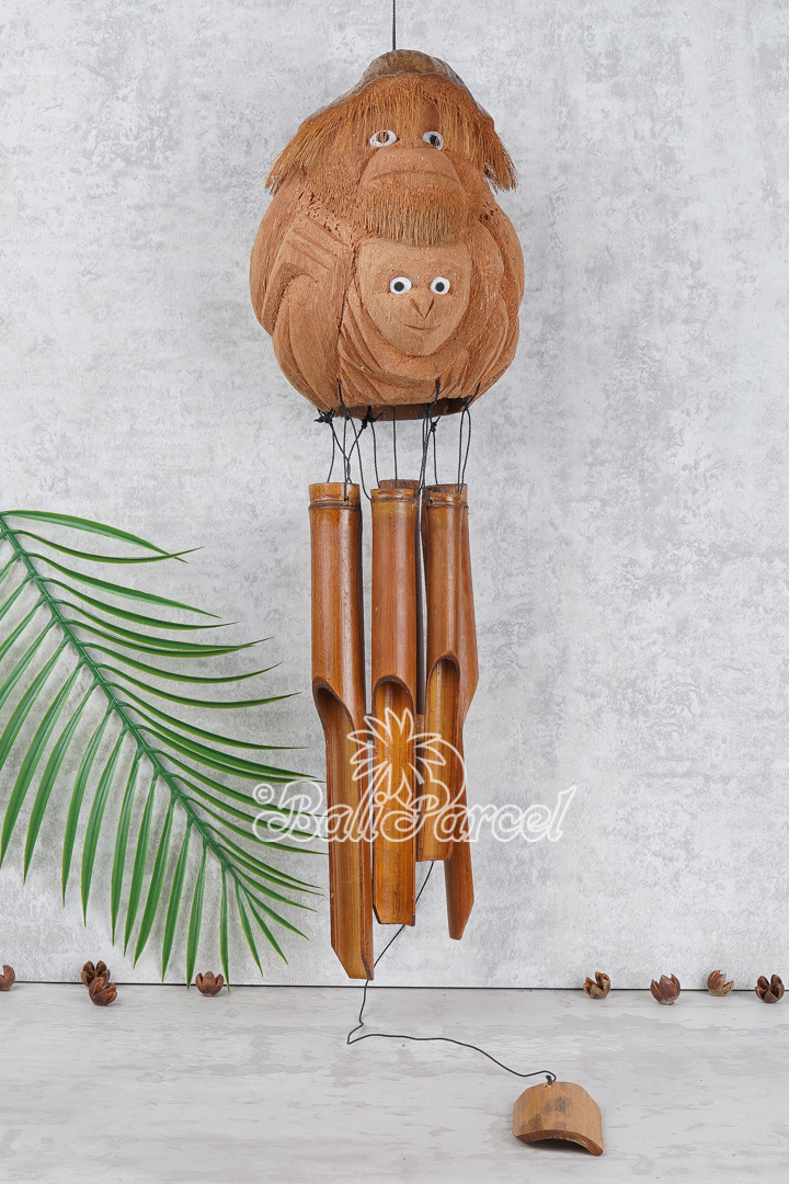 Bamboo Windchime With Coconut, Painted Bamboo.