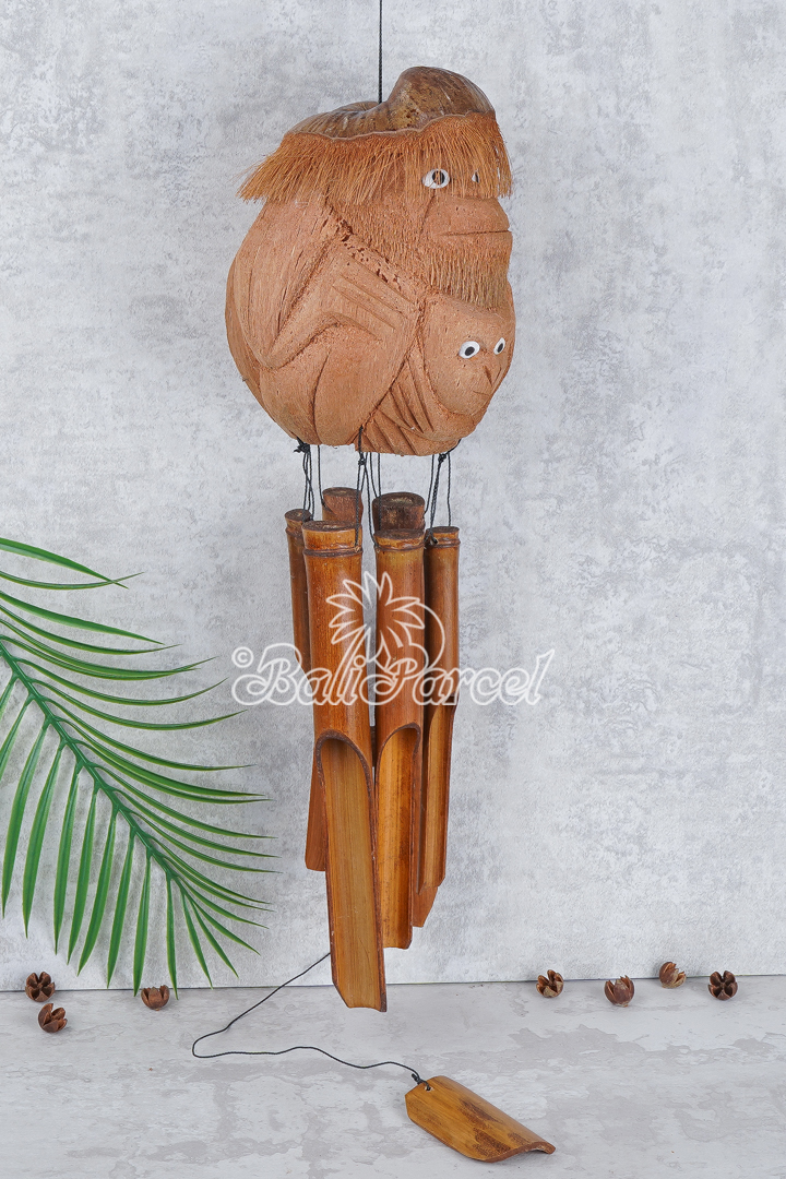 Bamboo Windchime With Coconut, Painted Bamboo.