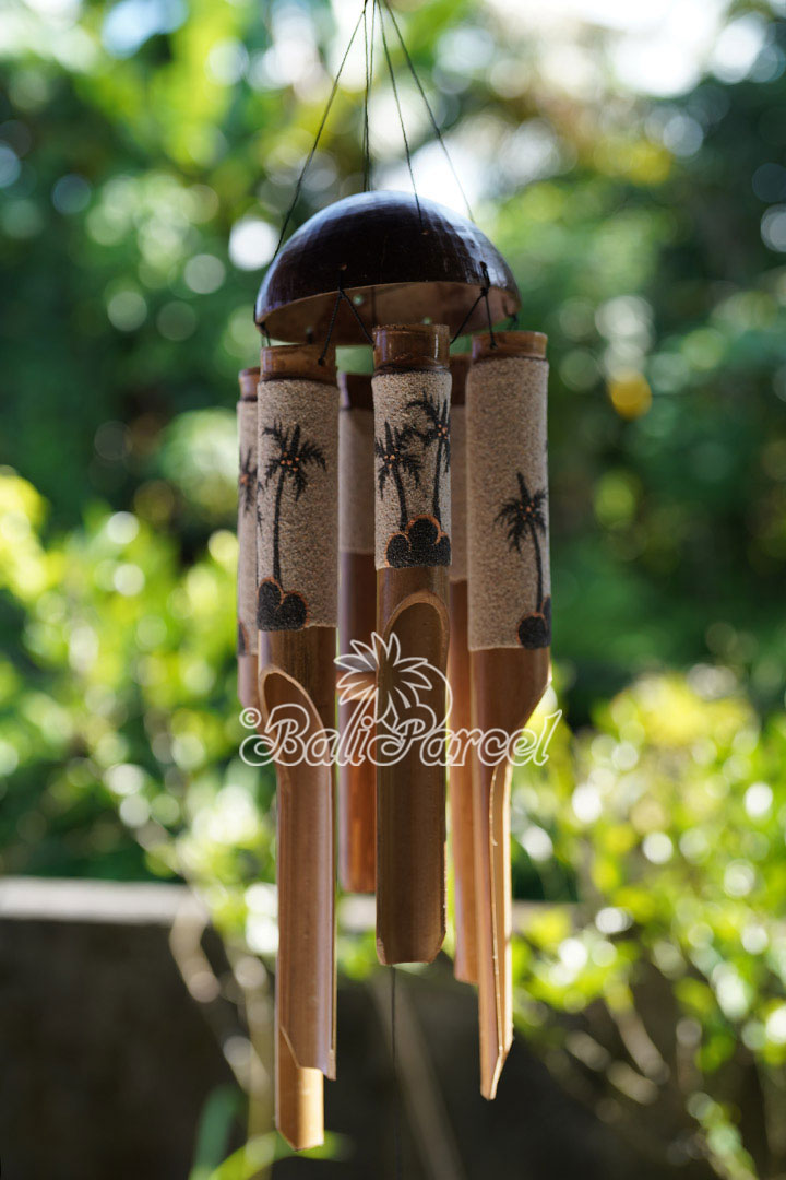 Bamboo Windchime With Sand, Hand Made From Bamboo With Coconut