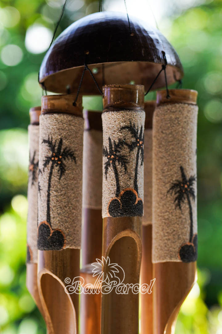 Bamboo Windchime With Sand, Hand Made From Bamboo With Coconut
