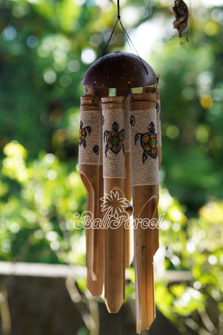 Bamboo Windchime With Sand, Hand Made From Bamboo With Coconut