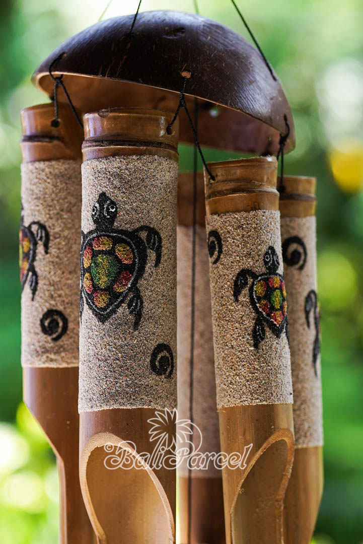 Bamboo Windchime With Sand, Hand Made From Bamboo With Coconut