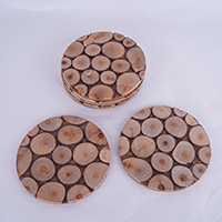 Coaster Set Of 6, Handmade From Slice Wood