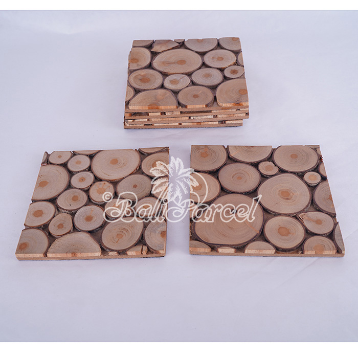 Coaster Set Of 6, Handmade From Slice Wood