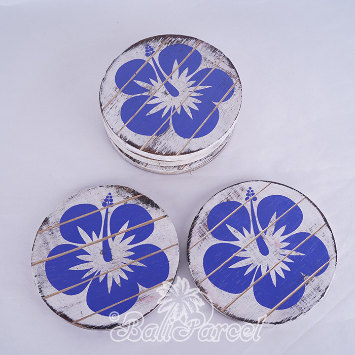 Coaster Set Of 6, Handmade From Albesia Wood