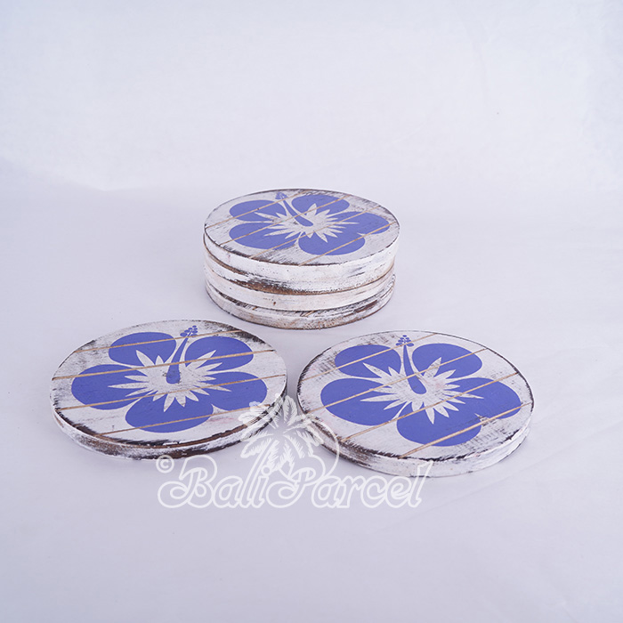 Coaster Set Of 6, Handmade From Albesia Wood