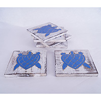 Coaster Set Of 6, Handmade From Albesia Wood