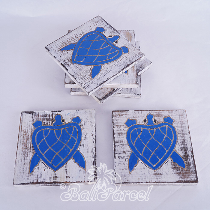 Coaster Set Of 6, Handmade From Albesia Wood