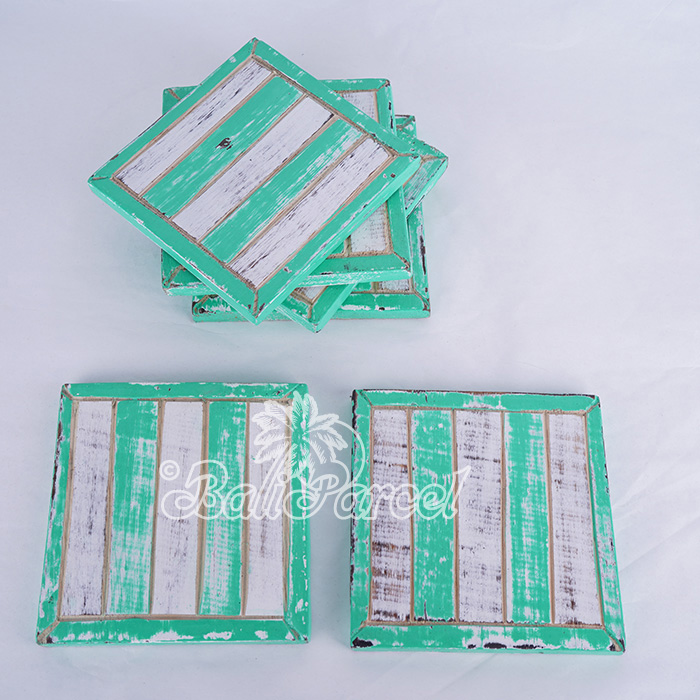 Coaster Set Of 6, Handmade From Albesia Wood