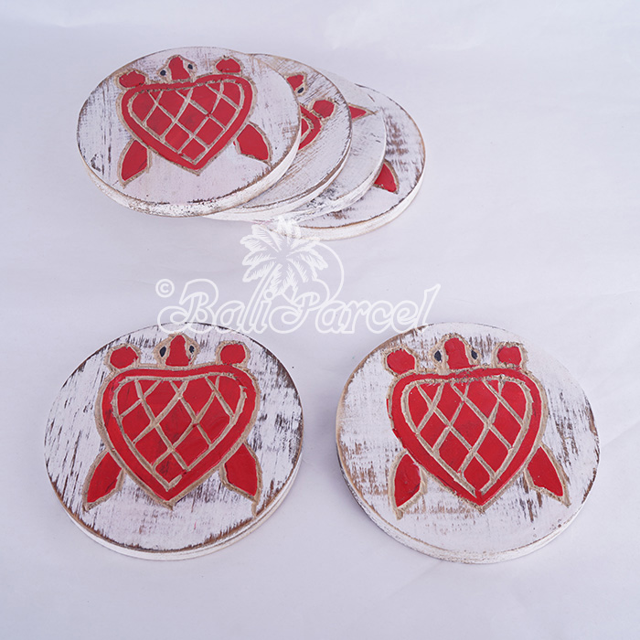 Coaster Set Of 6, Handmade From Albesia Wood