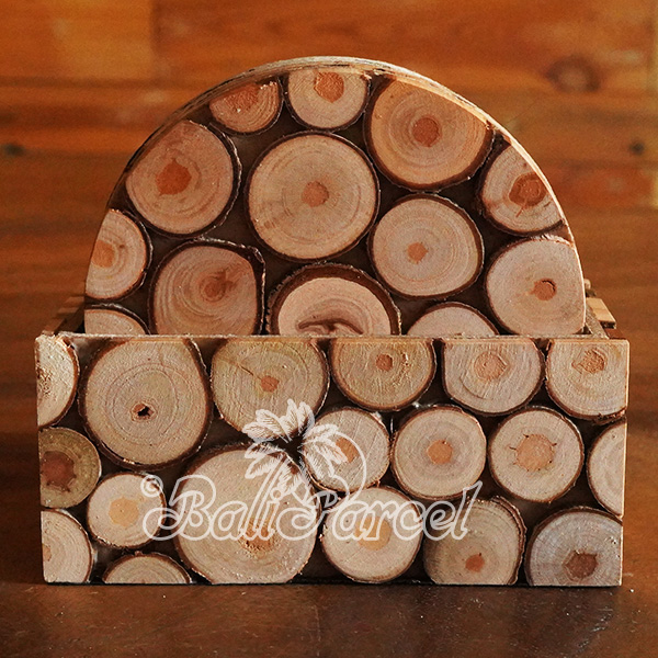 Coaster Set Of 6 With Box, Handmade From Slice Wood