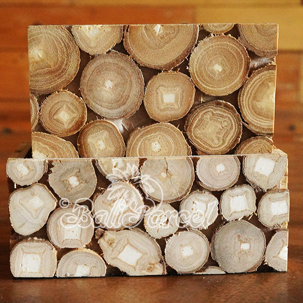 Coaster Set Of 6 With Box, Handmade From Slice Wood