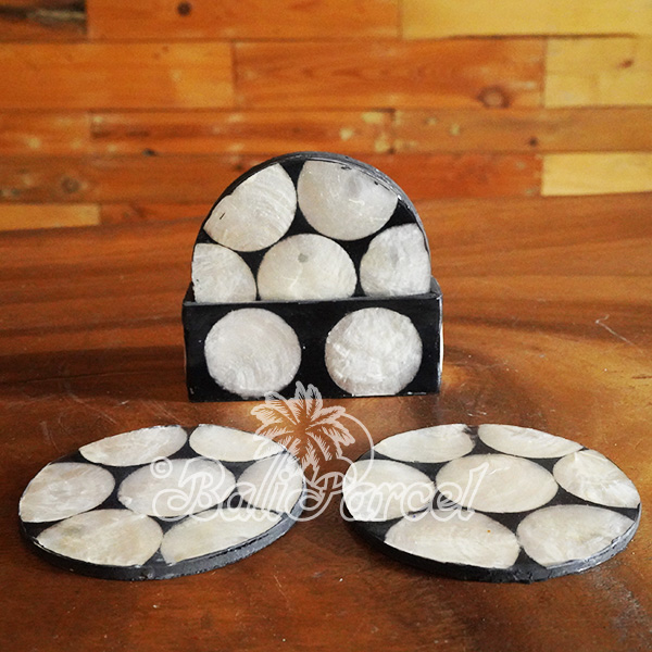 Coaster Set Of 6 With Box, Handmade From Shell