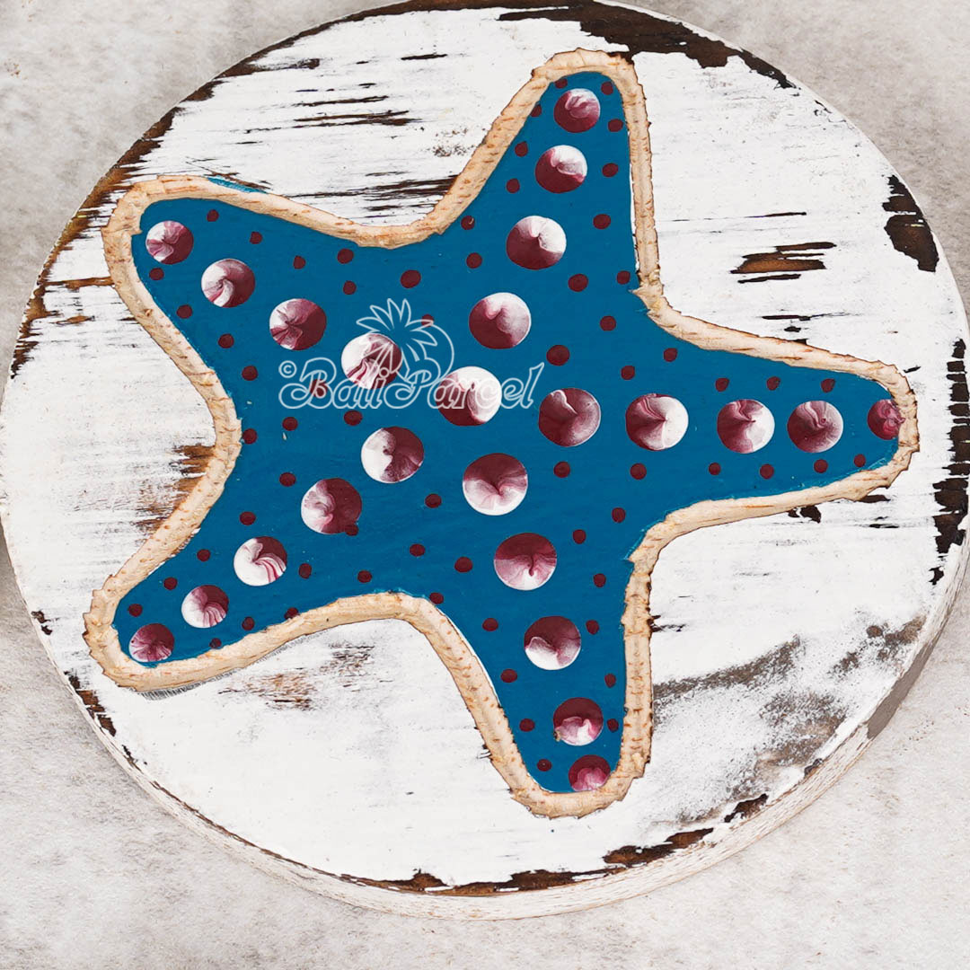 Wooden Coaster Round Set Of 2, Handmade From Albesia Wood