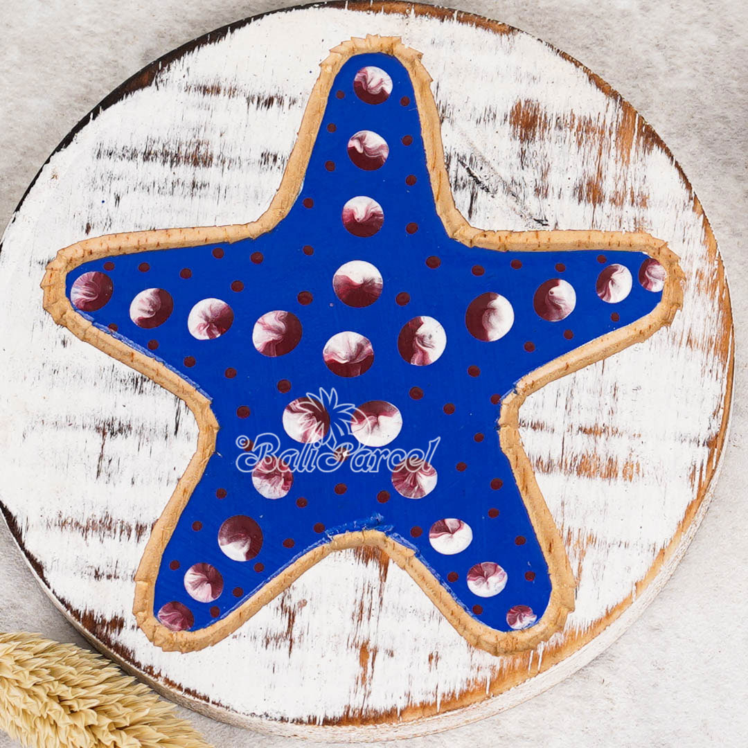 Wooden Coaster Round Set Of 2, Handmade From Albesia Wood