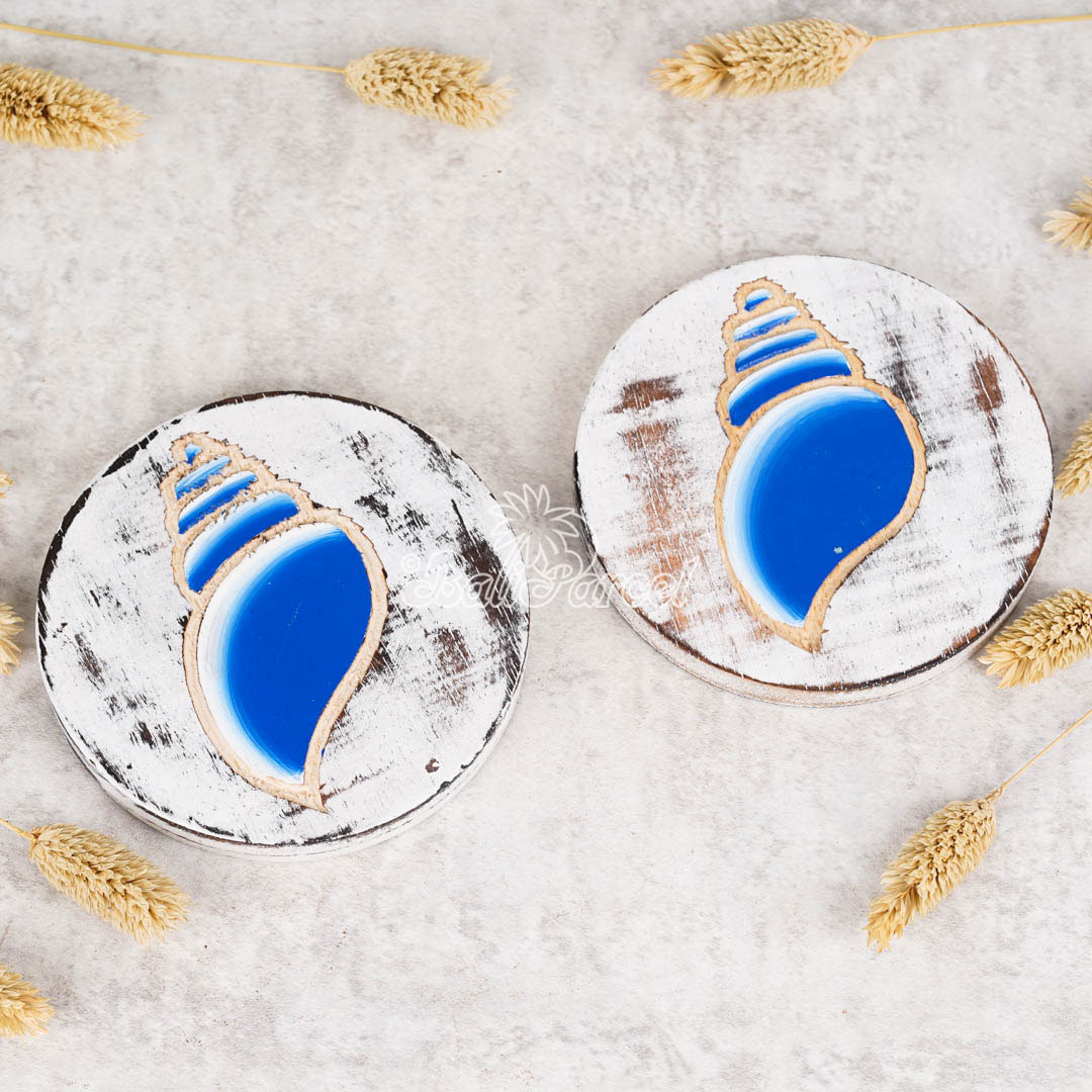 Wooden Coaster Round Set Of 2, Handmade From Albesia Wood