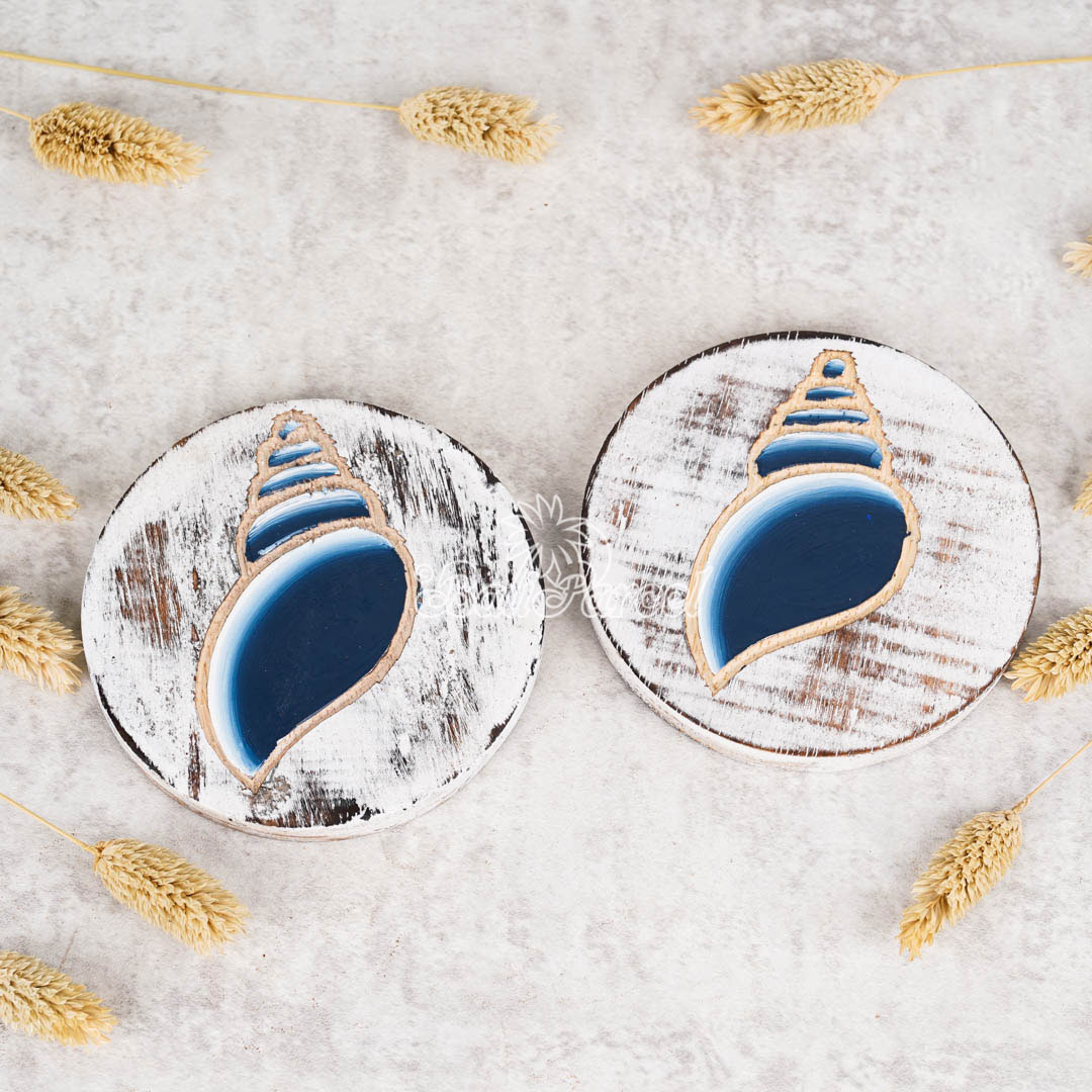 Wooden Coaster Round Set Of 2, Handmade From Albesia Wood
