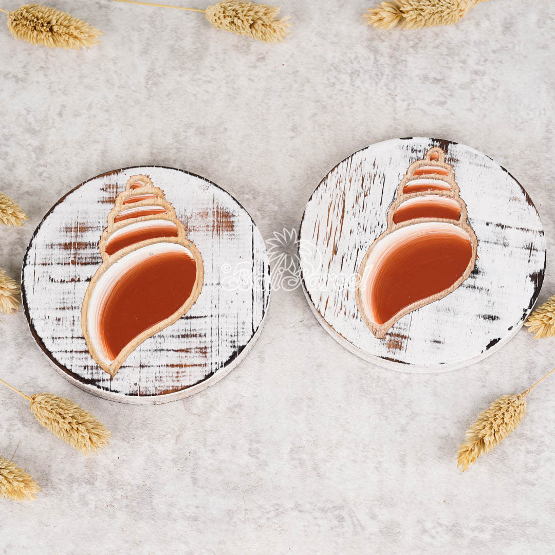 Wooden Coaster Round Set Of 2, Handmade From Albesia Wood