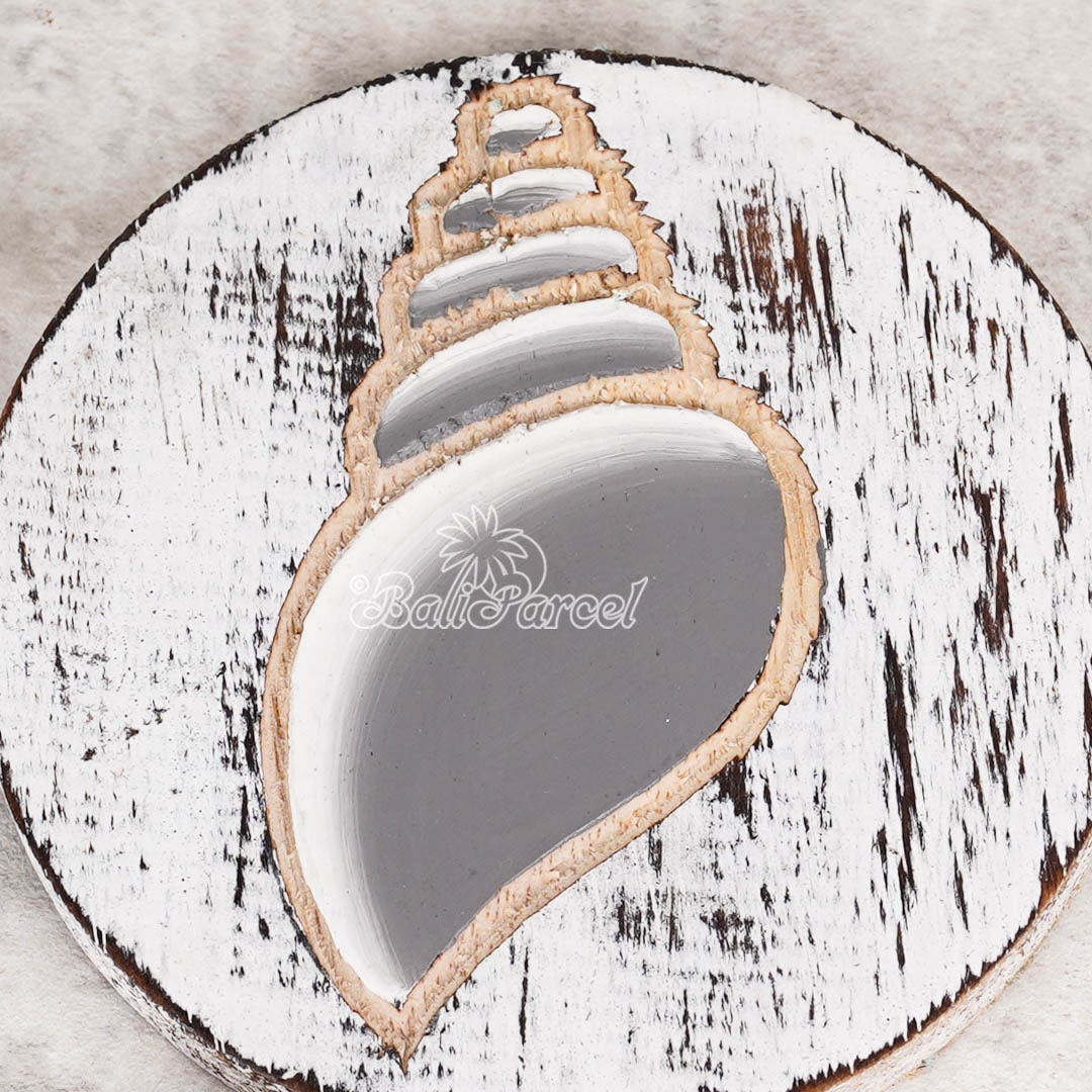 Wooden Coaster Round Set Of 2, Handmade From Albesia Wood
