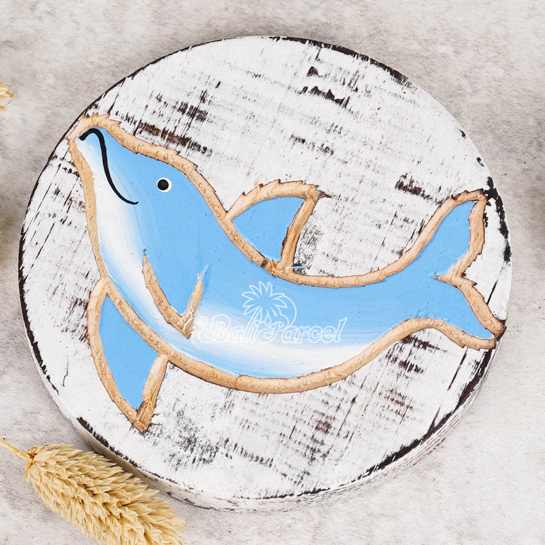 Wooden Coaster Round Set Of 2, Handmade From Albesia Wood