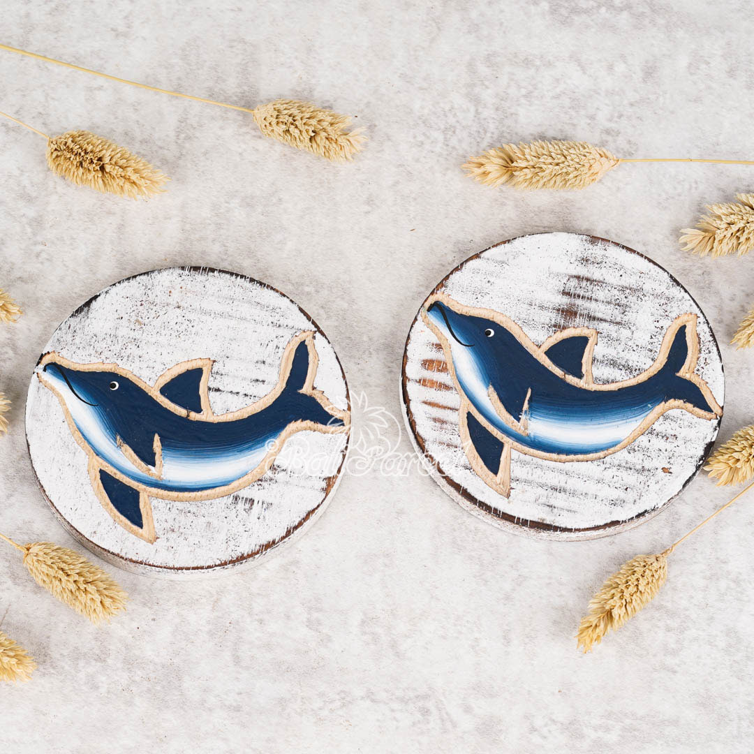 Wooden Coaster Round Set Of 2, Handmade From Albesia Wood