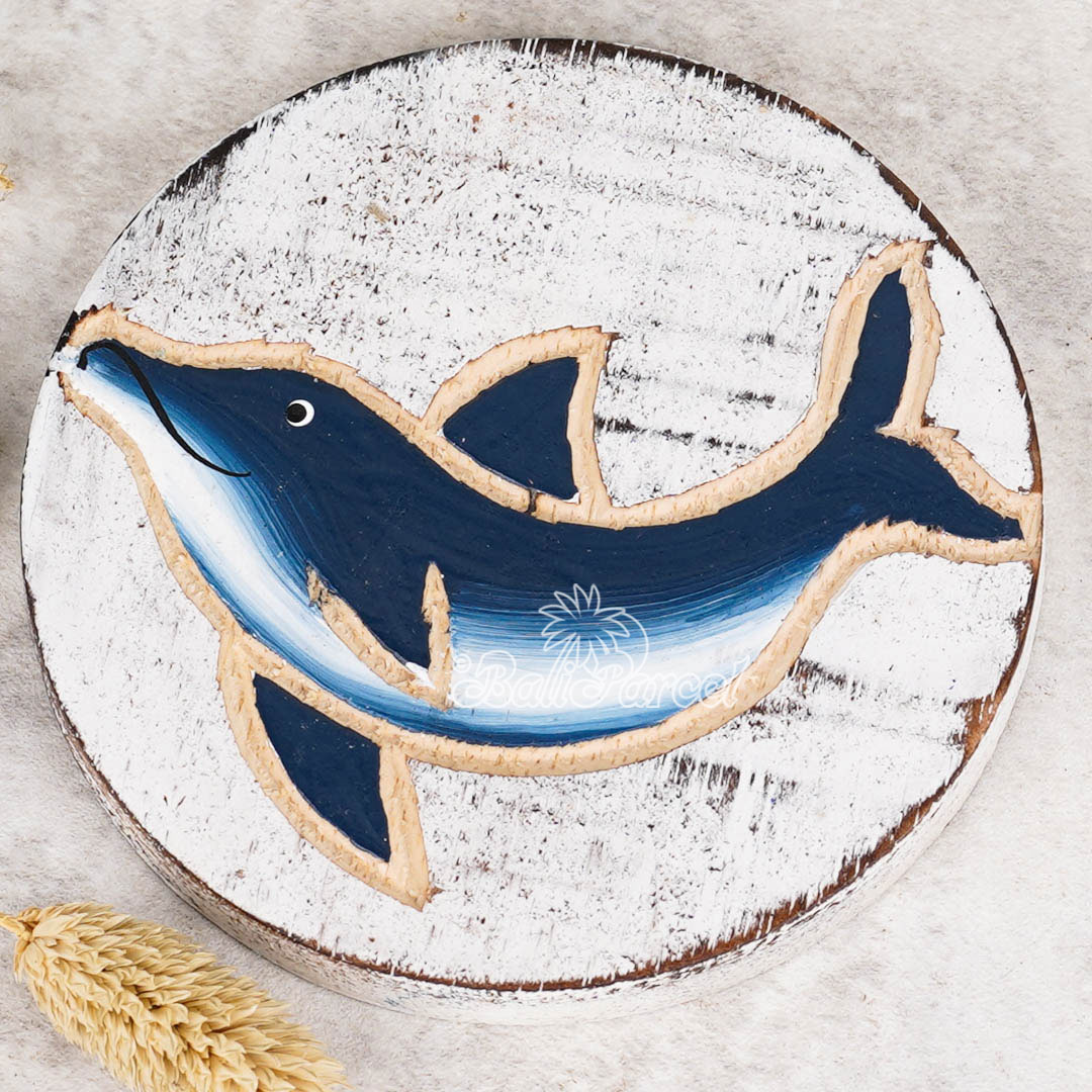 Wooden Coaster Round Set Of 2, Handmade From Albesia Wood