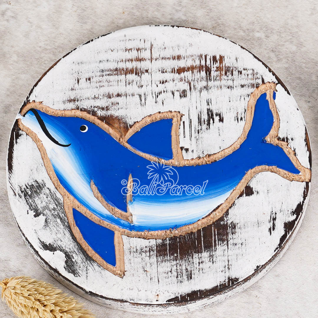 Wooden Coaster Round Set Of 2, Handmade From Albesia Wood
