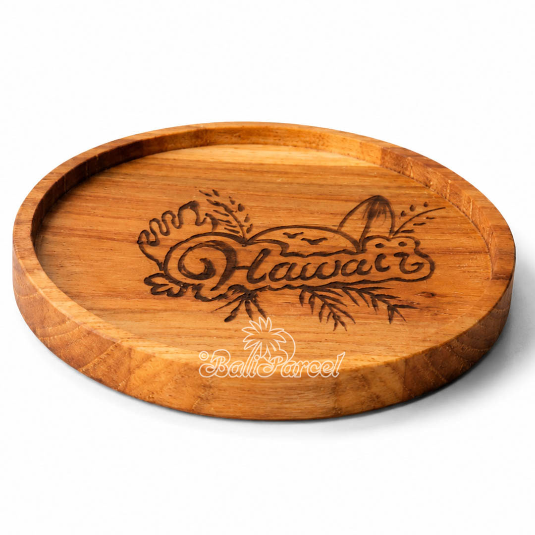 Wooden Coaster Round , Handmade From Teak Wood