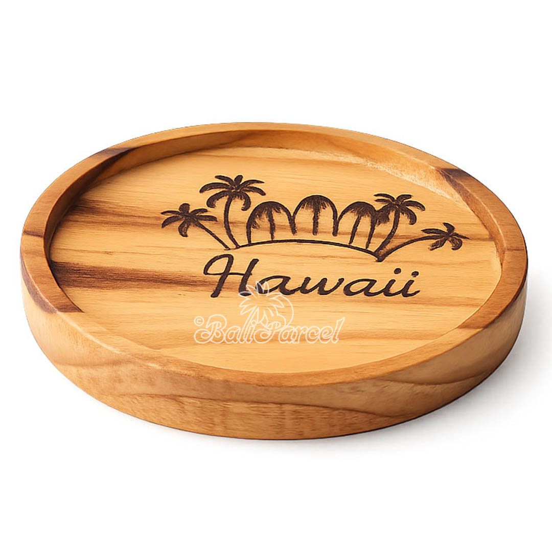 Wooden Coaster Round , Handmade From Teak Wood
