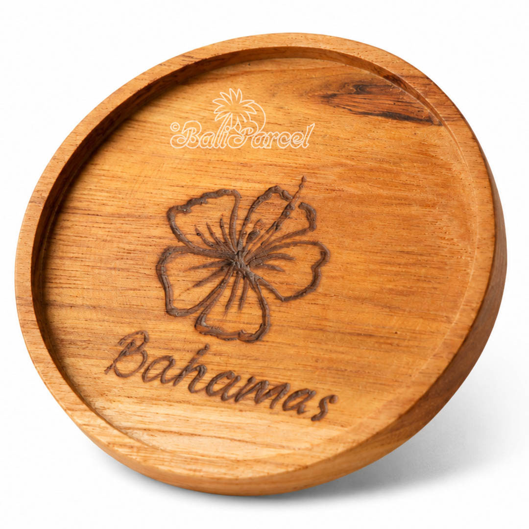 Wooden Coaster Round , Handmade From Teak Wood