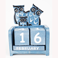Wooden Calendar With Owl Family Handmade From Albesia Wood